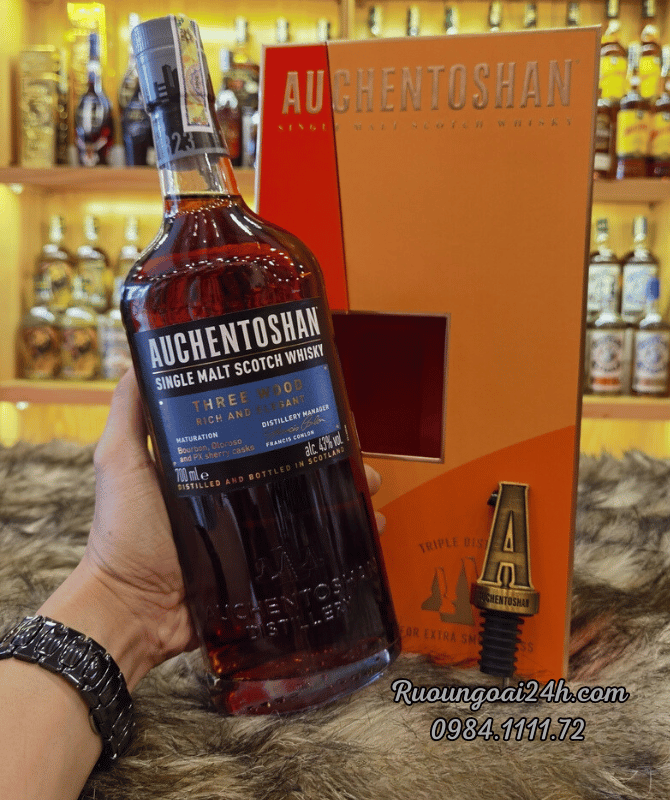 Rượu Auchentoshan Three Wood Hộp Quà 2024